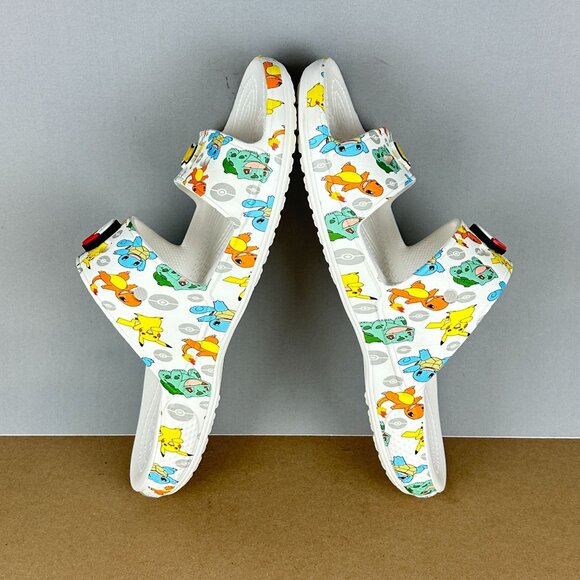 Crocs Classic Pokemon Two Strap Sandals Mens 10 Womens 12 White Multicolor - Picture 6 of 11
